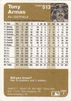 Tony Armas  baseball card collectible - Main Image 2