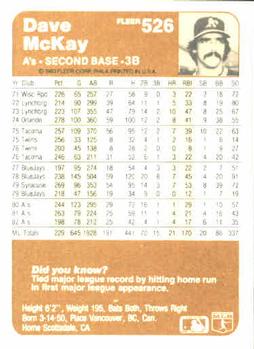 Dave McKay  baseball card collectible - Main Image 2