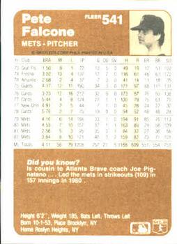 Pete Falcone  baseball card collectible - Main Image 2