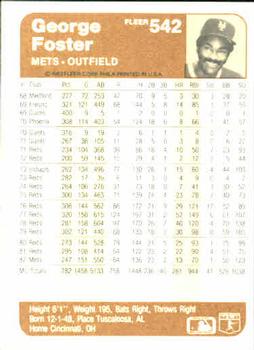 George Foster  baseball card collectible - Main Image 2