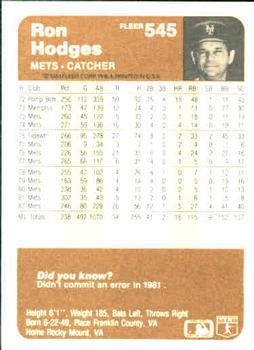 Ron Hodges  baseball card collectible - Main Image 2