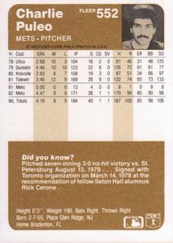 Charlie Puleo  baseball card collectible - Main Image 2