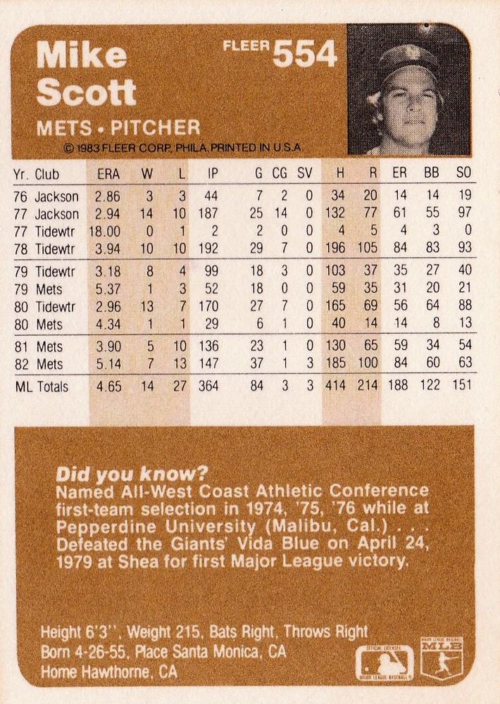 Mike Scott  baseball card collectible - Main Image 2