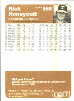 Rick Honeycutt  baseball card collectible - Main Image 2