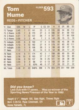 Tom Hume  baseball card collectible - Main Image 2