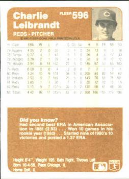 Charlie Leibrandt  baseball card collectible - Main Image 2