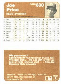 Joe Price  baseball card collectible - Main Image 2