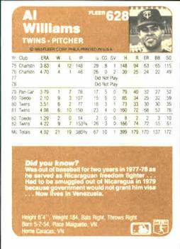 Al Williams  baseball card collectible - Main Image 2