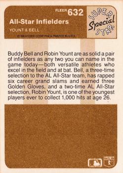 All-Star Infielders (Robin Yount / Buddy Bell)  baseball card collectible - Main Image 2
