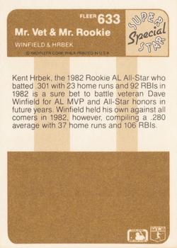 Mr. Vet & Mr. Rookie (Dave Winfield / Kent Hrbek)  baseball card collectible - Main Image 2