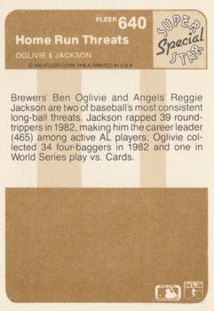 Home Run Threats (Ben Oglivie / Reggie Jackson)  baseball card collectible - Main Image 2