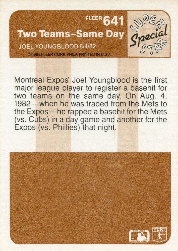 Two Teams--Same Day (Joel Youngblood)  baseball card collectible - Main Image 2
