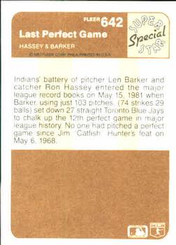 Last Perfect Game (Ron Hassey / Len Barker)  baseball card collectible - Main Image 2