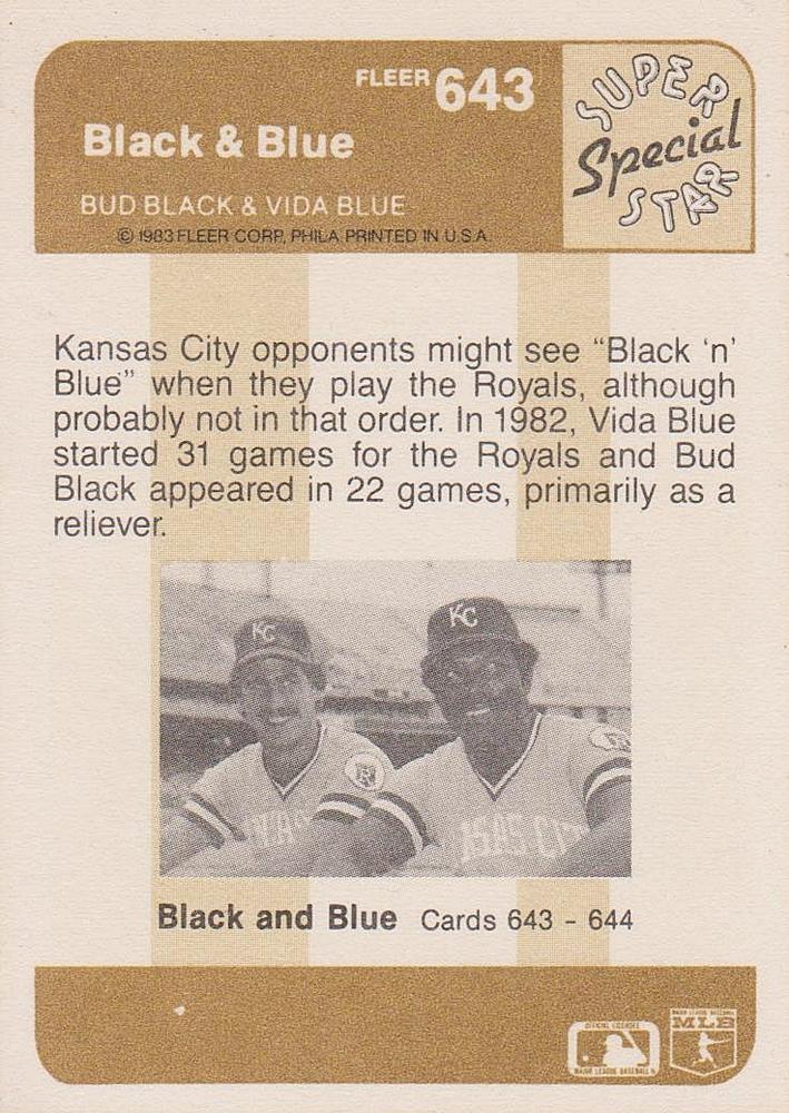 Black & Blue (Vida Blue)  baseball card collectible - Main Image 2