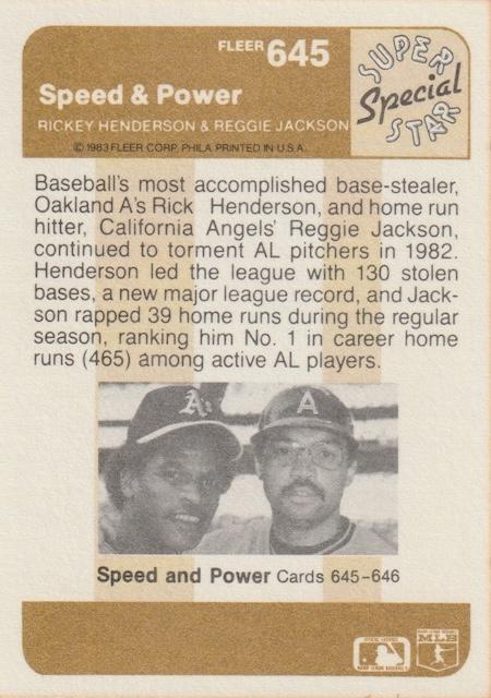Speed & Power (Reggie Jackson)  baseball card collectible - Main Image 2