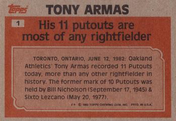 Tony Armas  baseball card collectible - Main Image 2