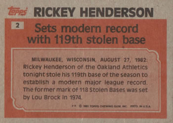 Rickey Henderson  baseball card collectible - Main Image 2