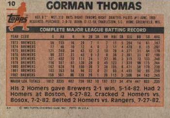Gorman Thomas  baseball card collectible - Main Image 2