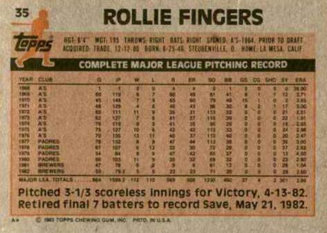Rollie Fingers  baseball card collectible - Main Image 2