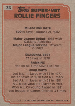Rollie Fingers  baseball card collectible - Main Image 2