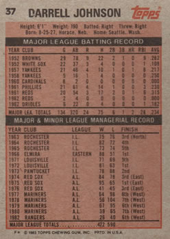 Darrell Johnson  baseball card collectible - Main Image 2