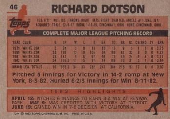 Richard Dotson  baseball card collectible - Main Image 2