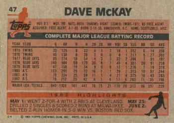 Dave McKay  baseball card collectible - Main Image 2