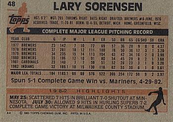 Lary Sorensen  baseball card collectible - Main Image 2