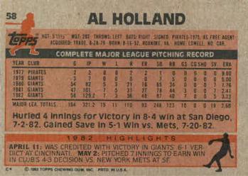 Al Holland  baseball card collectible - Main Image 2