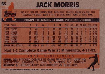 Jack Morris  baseball card collectible - Main Image 2