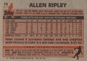 Allen Ripley  baseball card collectible - Main Image 2