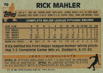 Rick Mahler  baseball card collectible - Main Image 2