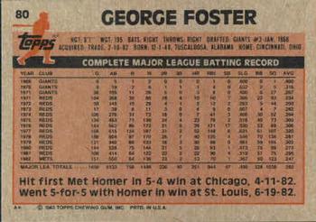 George Foster  baseball card collectible - Main Image 2