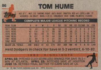 Tom Hume  baseball card collectible - Main Image 2