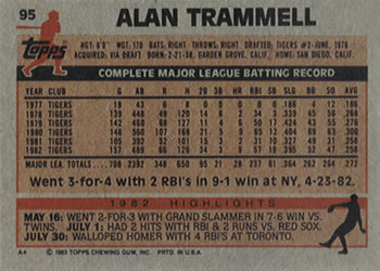 Alan Trammell  baseball card collectible - Main Image 2
