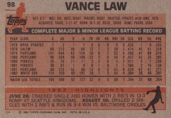 Vance Law  baseball card collectible - Main Image 2