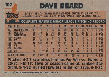 Dave Beard  baseball card collectible - Main Image 2