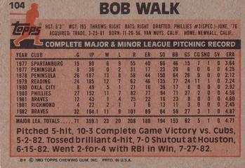 Bob Walk  baseball card collectible - Main Image 2