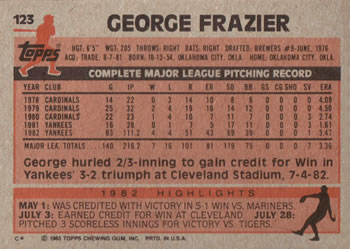 George Frazier  baseball card collectible - Main Image 2