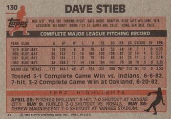 Dave Stieb  baseball card collectible - Main Image 2