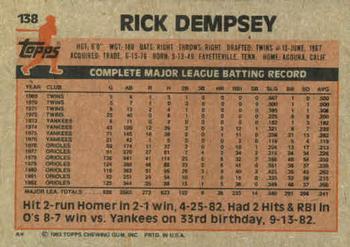 Rick Dempsey  baseball card collectible - Main Image 2