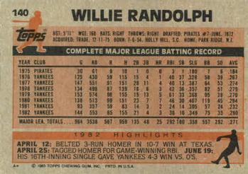 Willie Randolph  baseball card collectible - Main Image 2