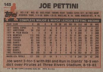 Joe Pettini  baseball card collectible - Main Image 2