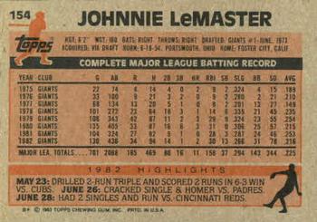 Johnnie LeMaster  baseball card collectible - Main Image 2