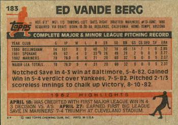 Ed Vande Berg  baseball card collectible - Main Image 2