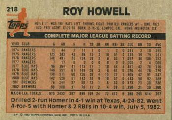 Roy Howell  baseball card collectible - Main Image 2