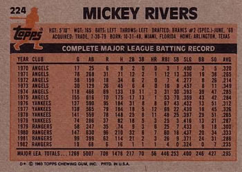 Mickey Rivers  baseball card collectible - Main Image 2
