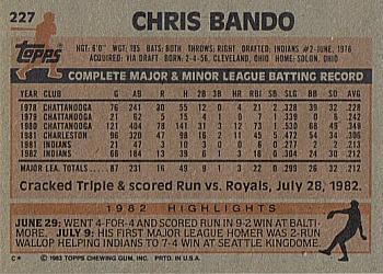 Chris Bando  baseball card collectible - Main Image 2