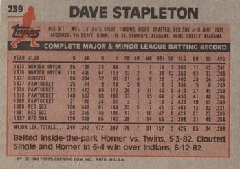 Dave Stapleton  baseball card collectible - Main Image 2