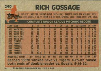Rich Gossage  baseball card collectible - Main Image 2